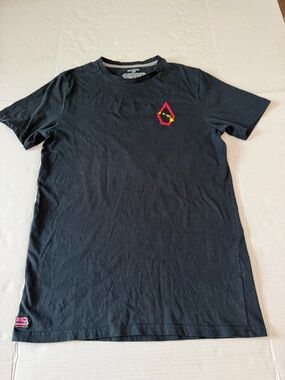 VolcomXHawaii Black Short-Sleeve Tee with Small Red & Yellow Chest Graphic